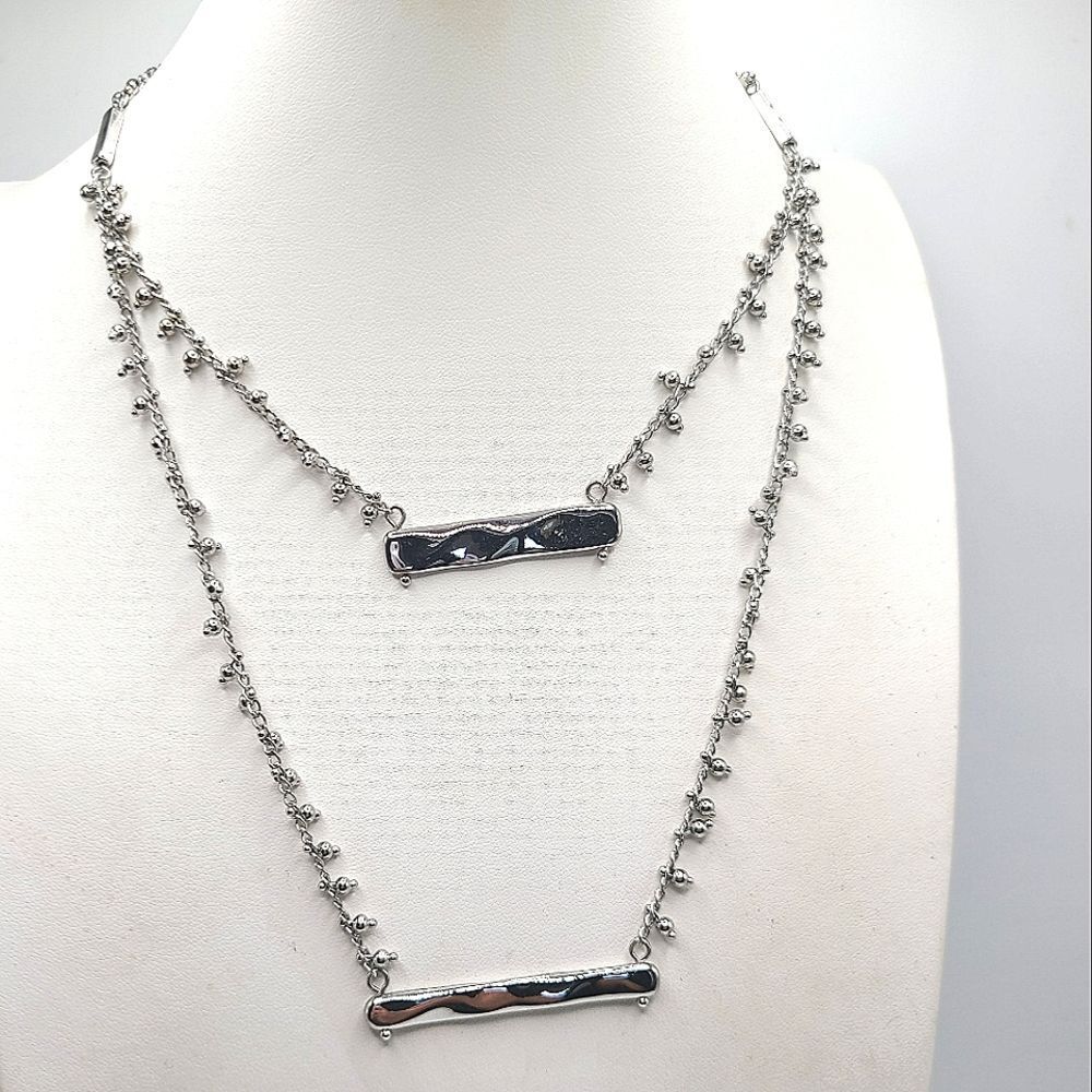 Chico's Double Strand Silver Tone Necklace